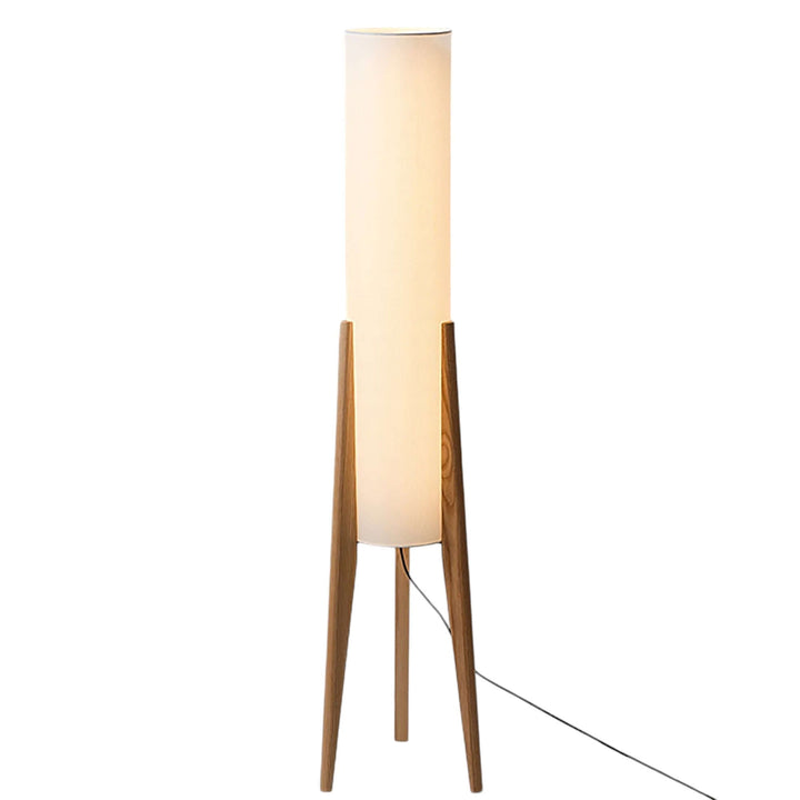 Solid Wood Floor Lamp with Fabric Shade