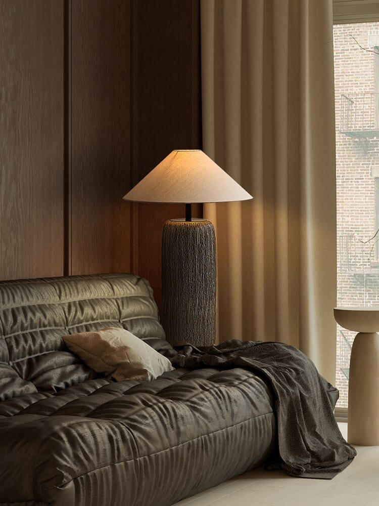 Rustic Wood Floor Lamp with Metal Accents