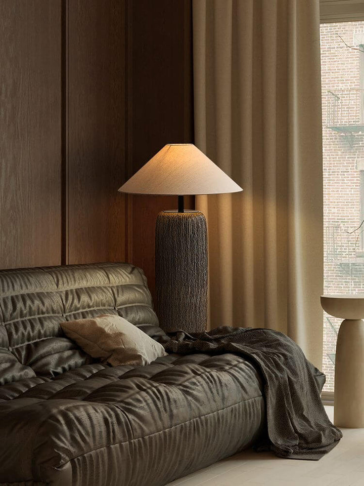 Rustic Wood Floor Lamp with Metal Accents
