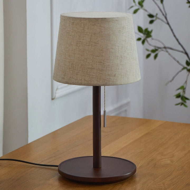 Nordic Walnut Wood Table Lamp with Fabric Shade