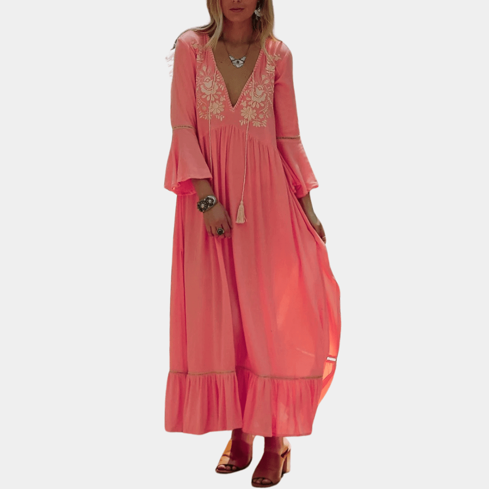 Plunging Neckline Maxi Dress