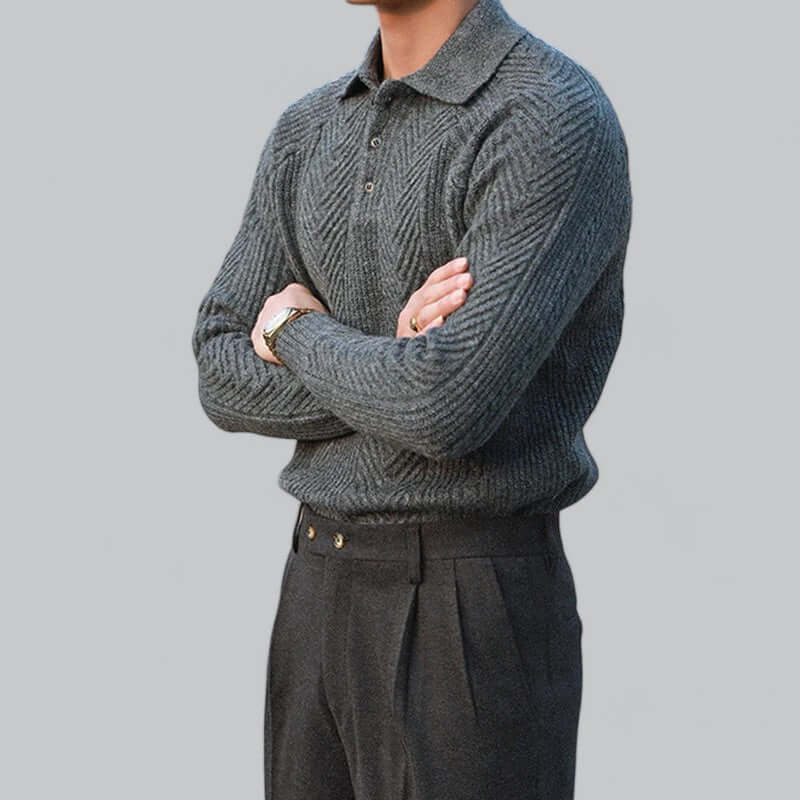 Men's Classic Long Sleeve Polo sweater