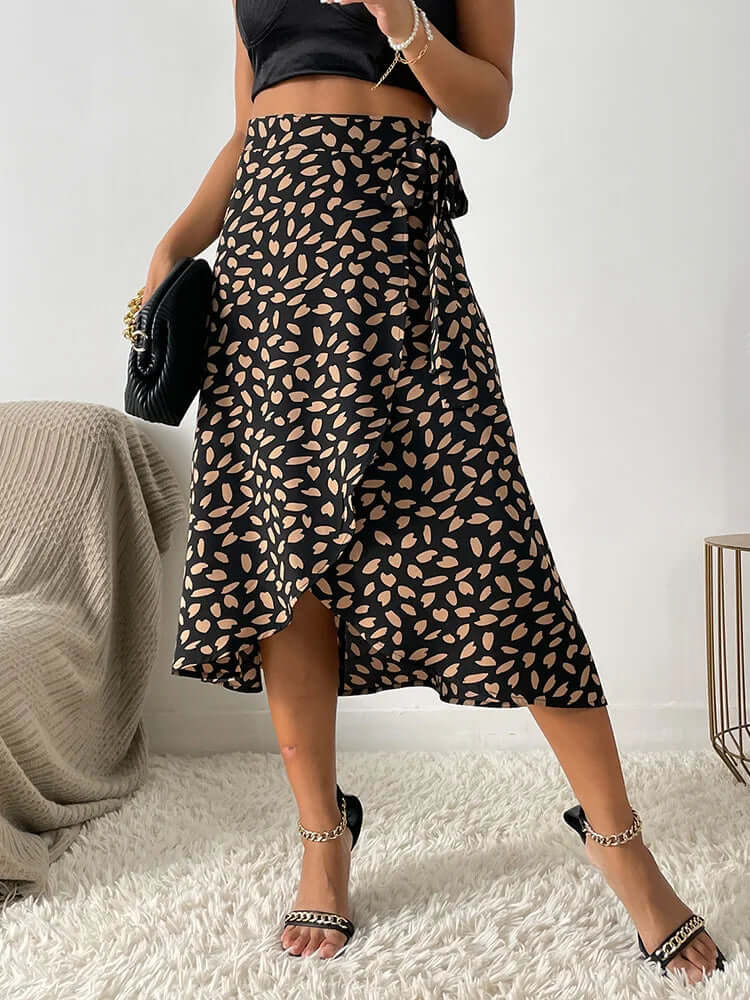 Printed Wrap Midi Skirt - Adjustable Fit