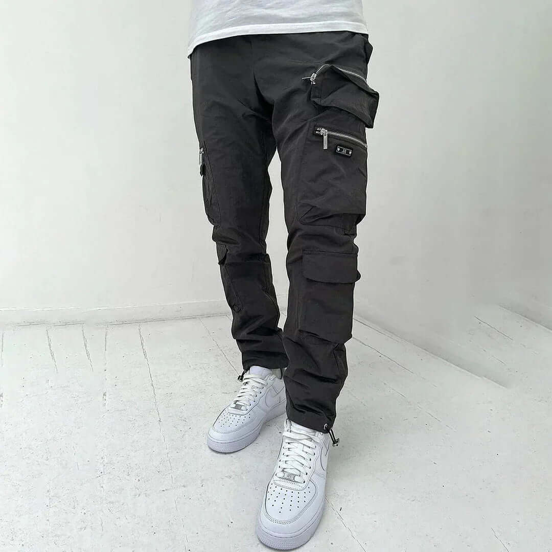 Men's Tapered Cargo Trousers with Multiple Pockets