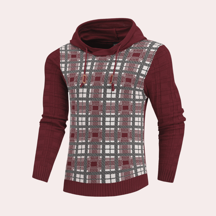 Men's Checkered Knit Sweater - Warm - Stylish