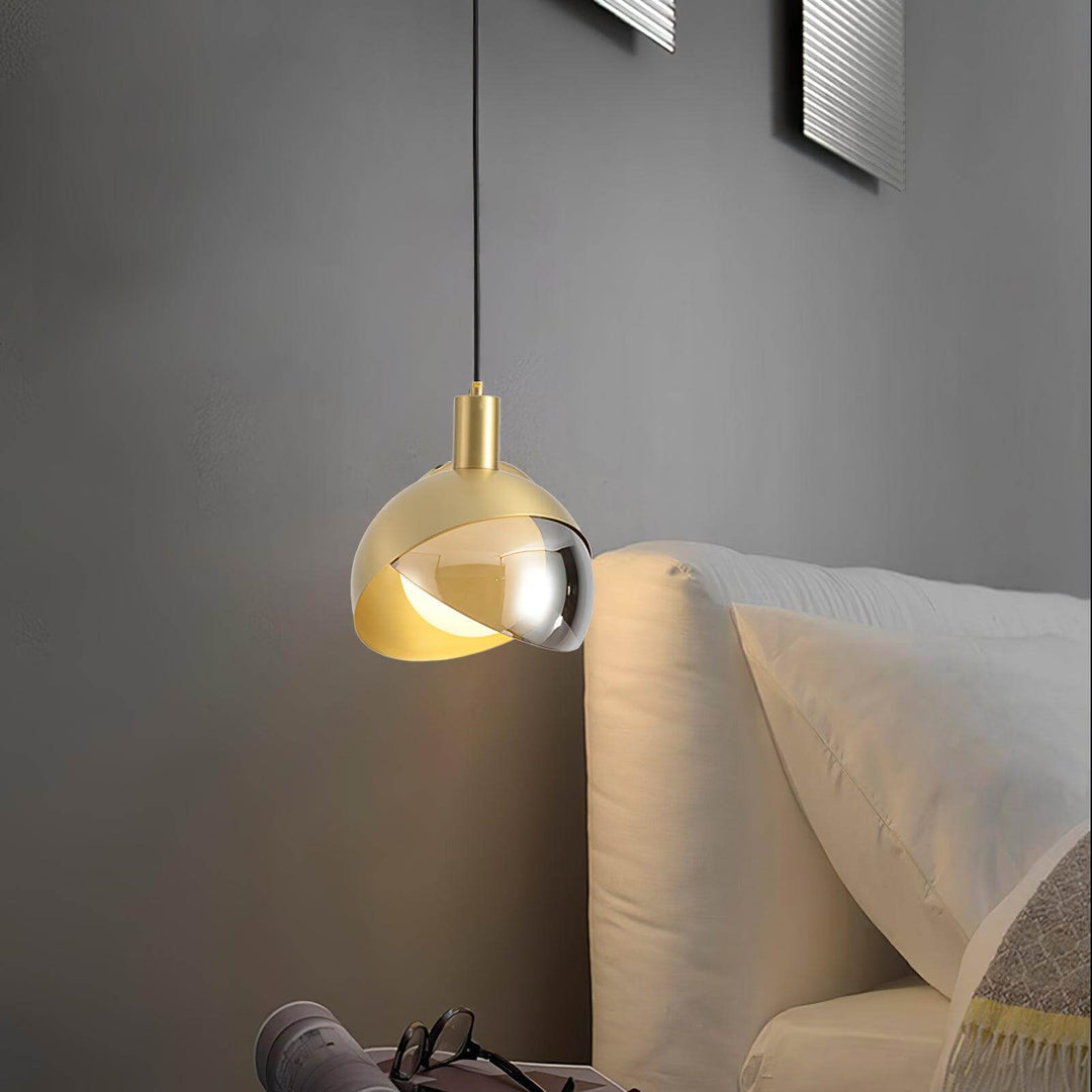 Adjustable Metal Pendant Light with Glass Shade