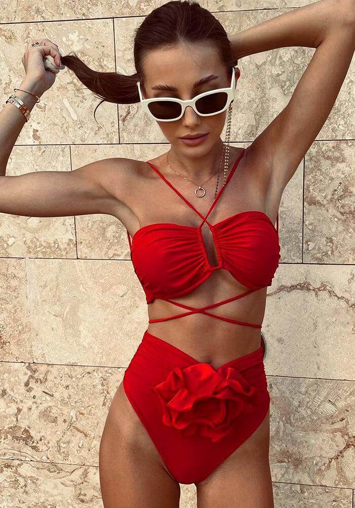 Floral Halter Neck Bikini Set