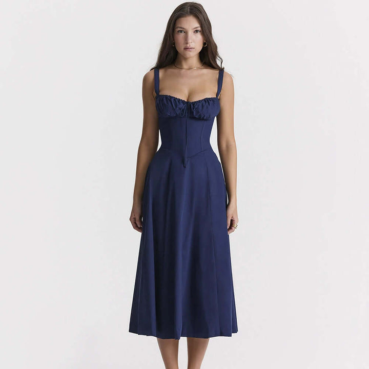 Women's Corset Midi Dress with Slit