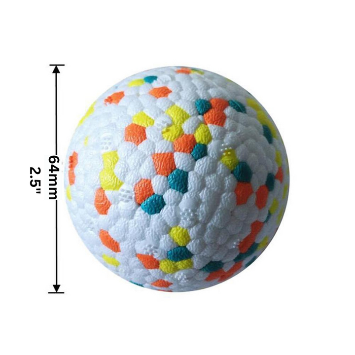 "Eco-friendly durable dog ball toy for tough chewers. Non-toxic, virtually indestructible, enhances dental health, fun colors