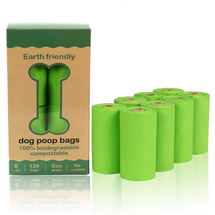 Eco-friendly pet waste bags with durable dispenser, 120 biodegradable, leak-proof bags for clean, convenient pet care.