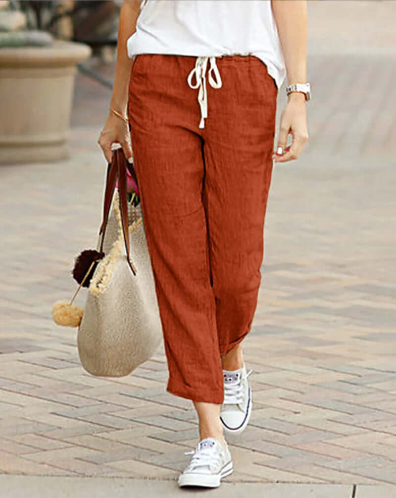 Women's Casual Elastic Waist Ankle Pants