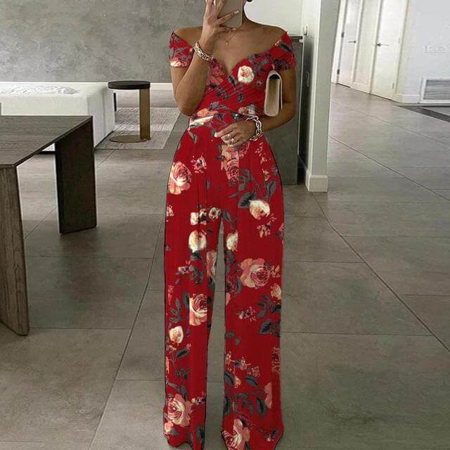 Floral Off-Shoulder Wide-Leg Jumpsuit