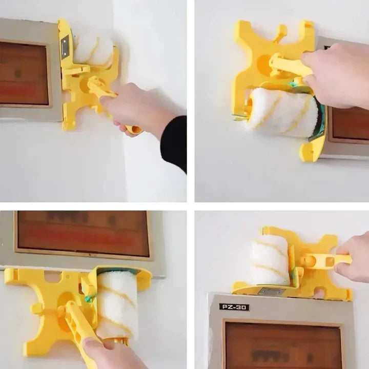 Edge and corner paint roller tool with ergonomic handle and precise side guide for clean lines without tape.