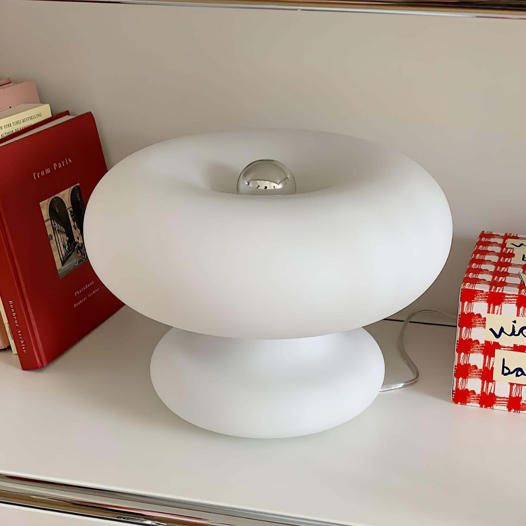 Modern Round Table Lamp with Metal Accent