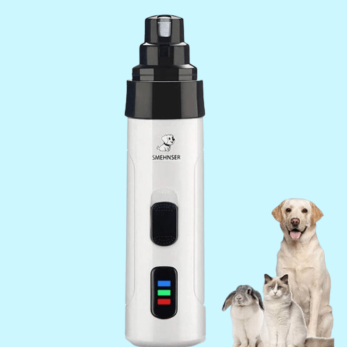 Electric silent nail trimmer for dogs and cats, lightweight, USB rechargeable, ultra-quiet, stress-free pet grooming tool.
