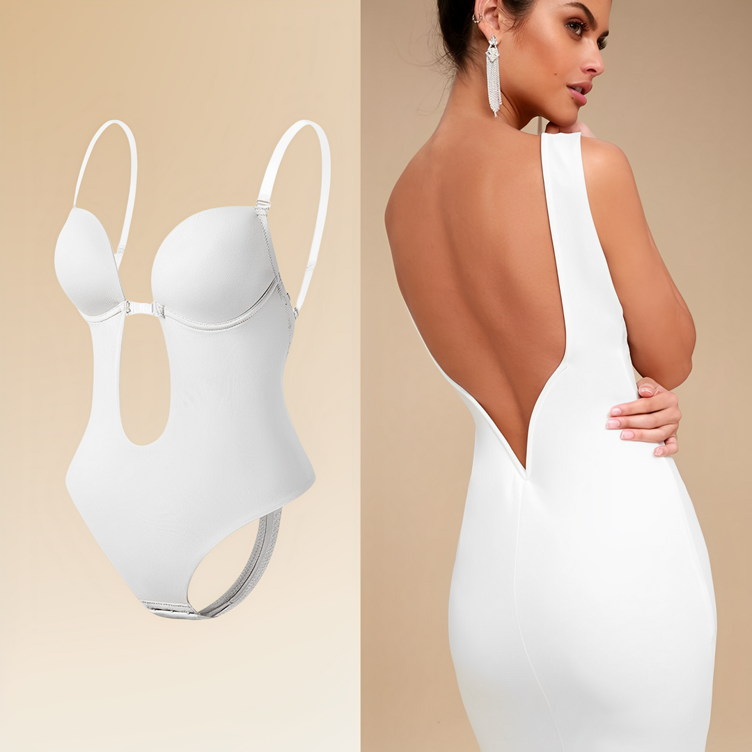 Elegant backless women's bodysuit bra, seamless support, smooth silhouette, versatile lingerie, perfect for any occasion.