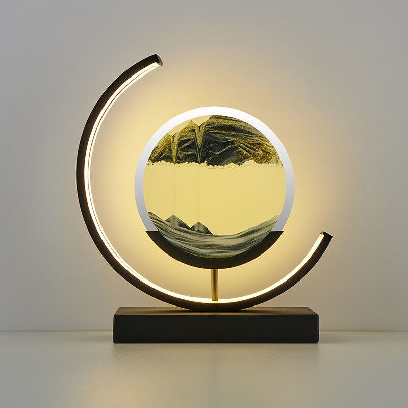 "Elegant deep sea sand art with shifting sands, LED lighting in sleek frame, enhancing home decor with calming visuals."