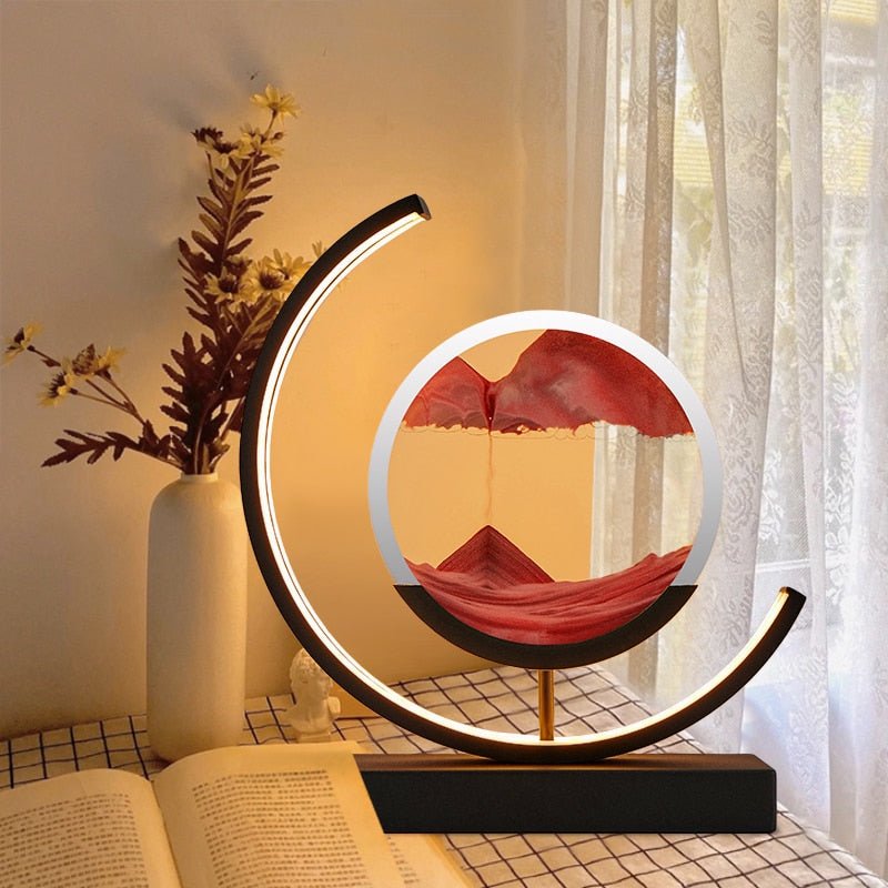 "Elegant deep sea sand art with shifting sands, LED lighting in sleek frame, enhancing home decor with calming visuals."