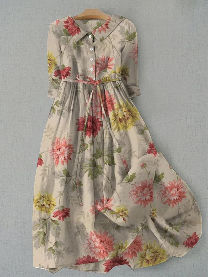 Elegant floral summer dress for women, perfect for spring, vacation, or casual day wear. Flowy and pretty.