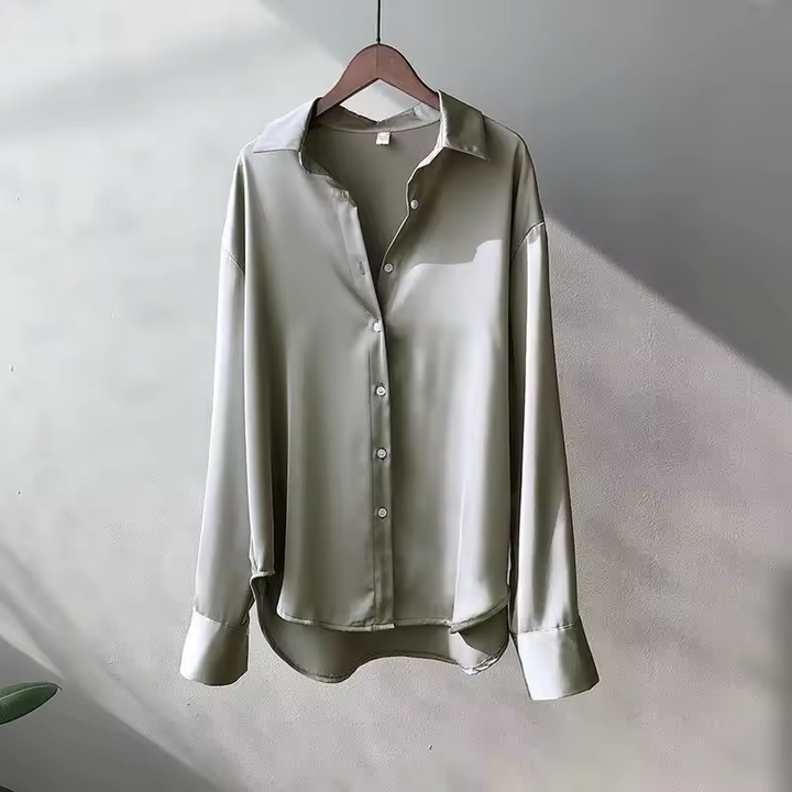 All-season women's elegant flowy blouse, a versatile long sleeve top for sophisticated casual & formal wear.