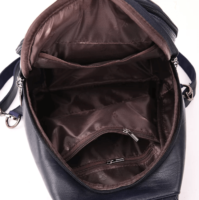 Versatile genuine sheepskin leather travel backpack for women, water-resistant.