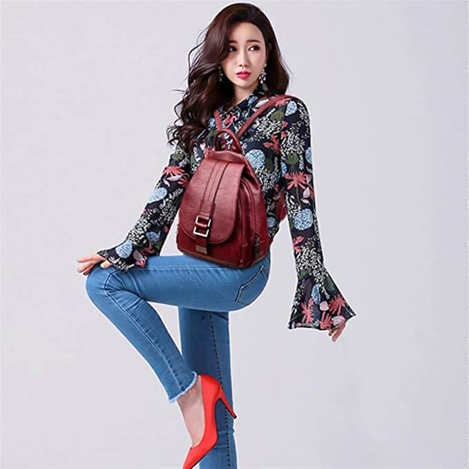 Premium anti-theft women's leather backpack, water-resistant, great for daily use.