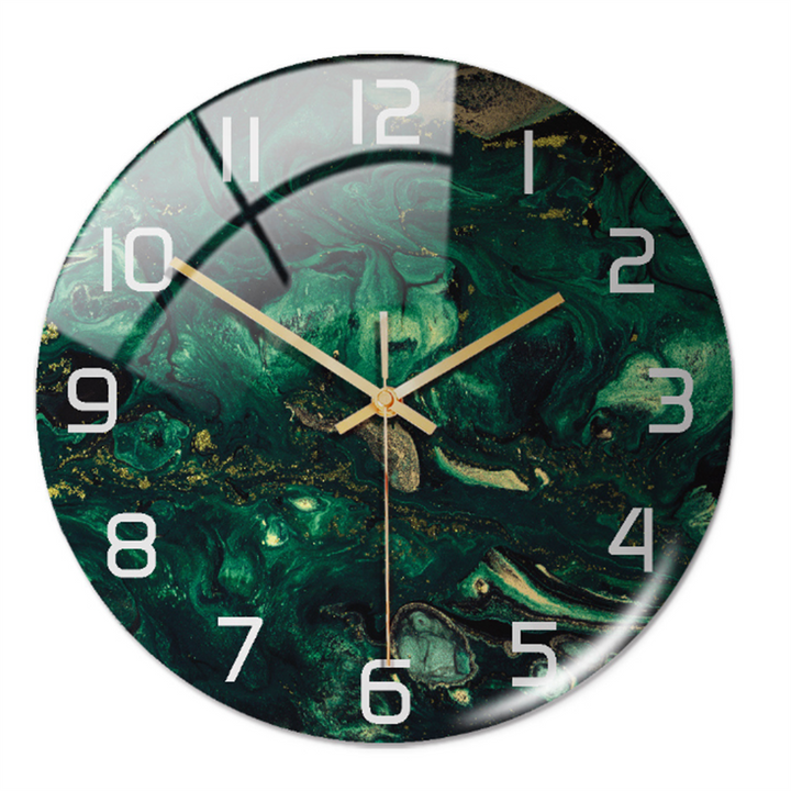 Modern decorative wall clock with luxurious marble-style finish, a silent timepiece.