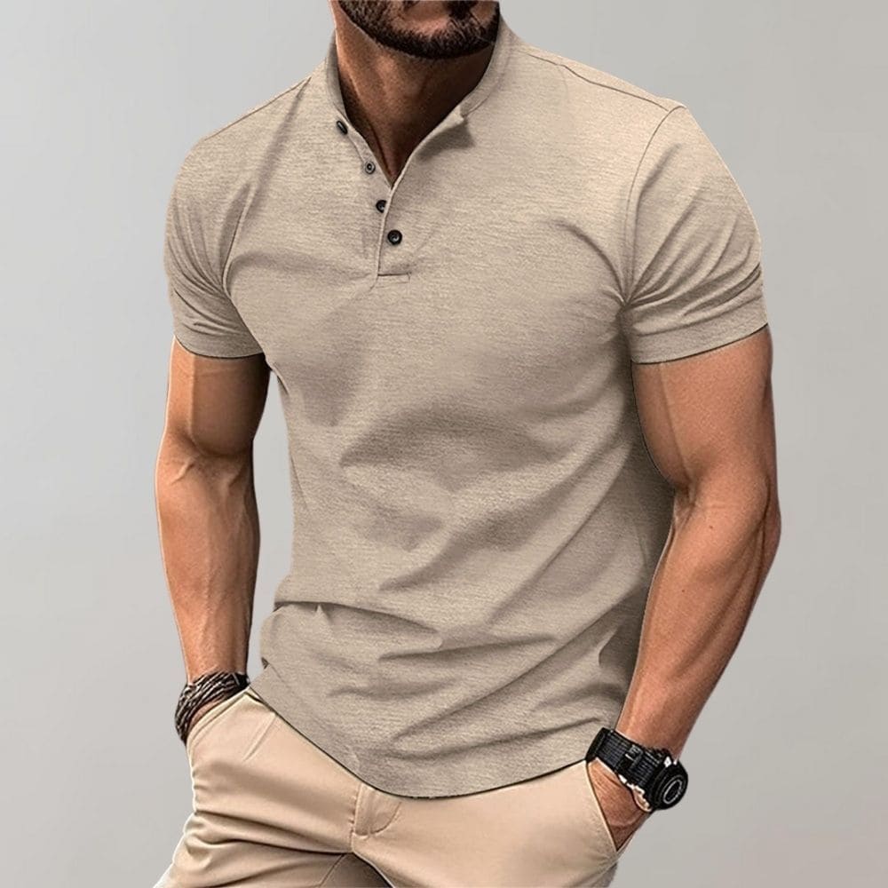 Elegant men's casual polo shirt in a classic design, showcasing multiple color options for versatile styling.