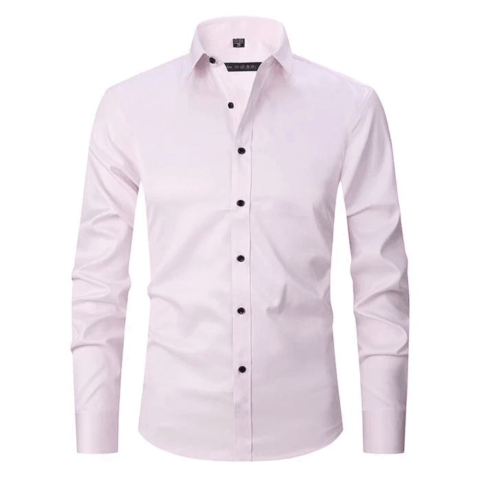 "Elegant men's slim fit dress shirt with long sleeves, showcasing modern style and premium fabric in versatile color options.