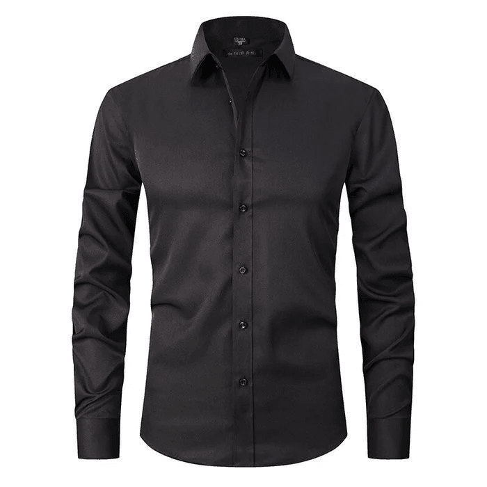 "Elegant men's slim fit dress shirt with long sleeves, showcasing modern style and premium fabric in versatile color options.