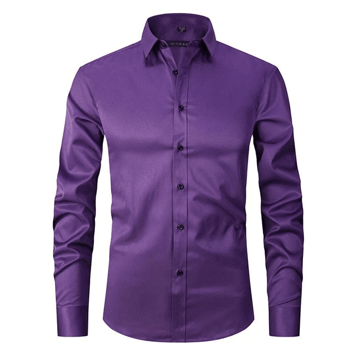 "Elegant men's slim fit dress shirt with long sleeves, showcasing modern style and premium fabric in versatile color options.