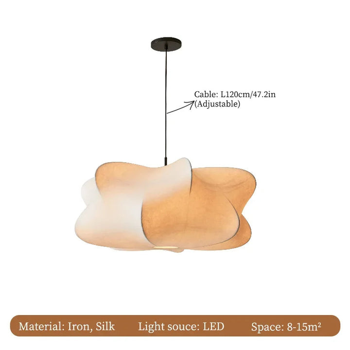 "Elegant pendant lamp with smooth silk finish, minimalist design, offering warm LED light options for modern interiors."