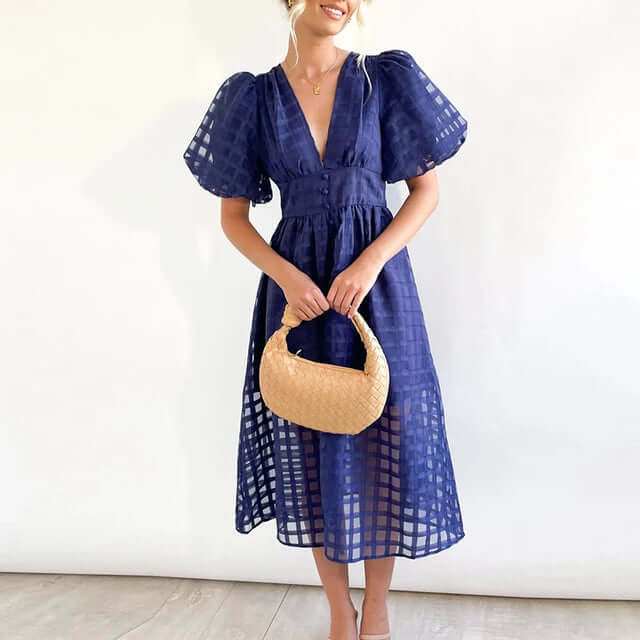 Breathable polyester casual dress for women, offering elegant comfort for daily wear.