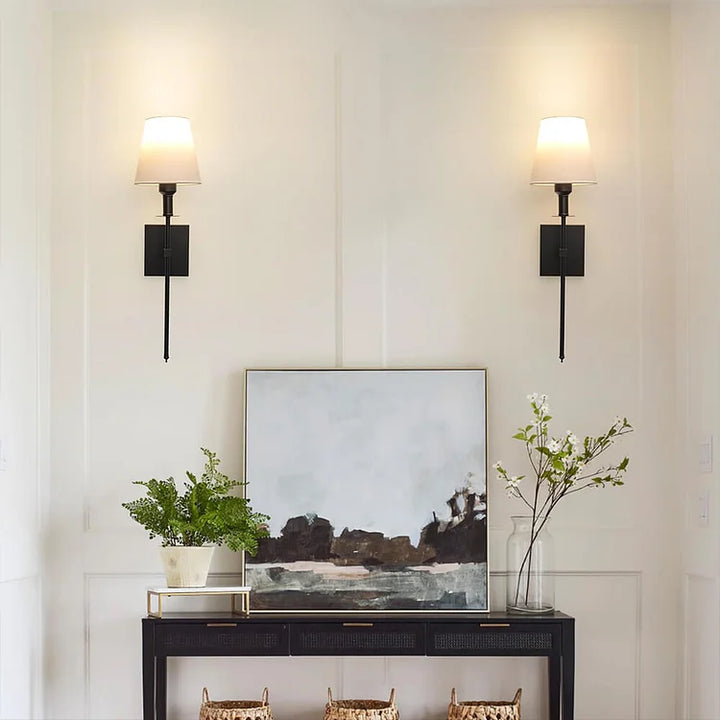 Elegant Rechargeable Wireless Wall Lamp 2 Pack with Remote, Metal and Cloth Finish, Suitable for Indoor and Outdoor Use