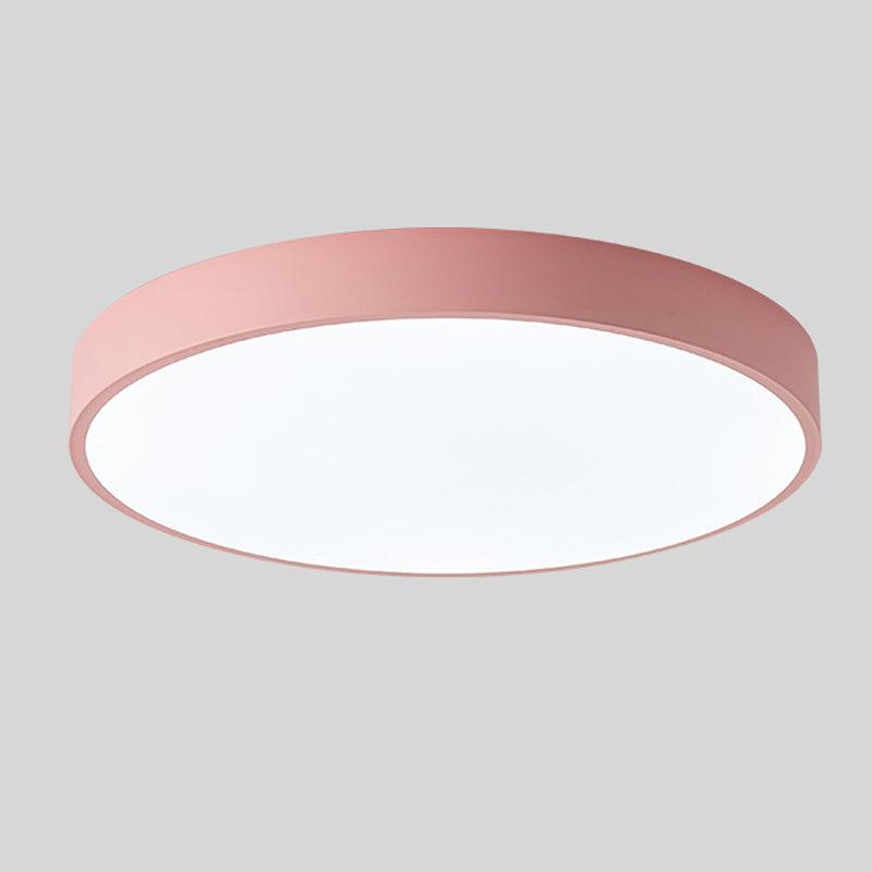 "Elegant Scandinavian Circular LED Ceiling Light Fixture with minimalist design, warm glow, and wood finish option."