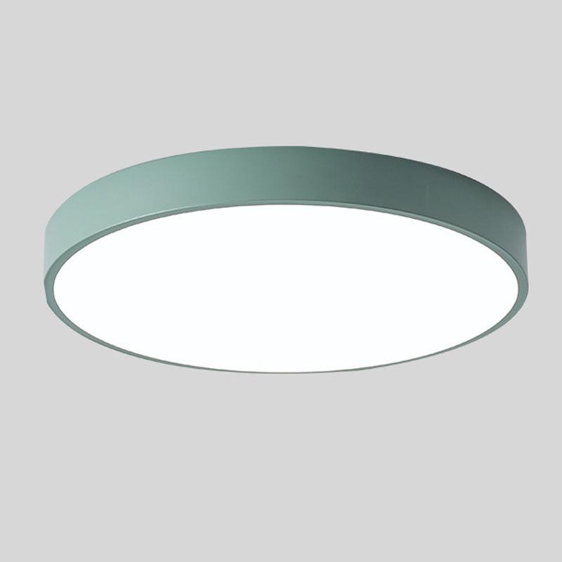 "Elegant Scandinavian Circular LED Ceiling Light Fixture with minimalist design, warm glow, and wood finish option."