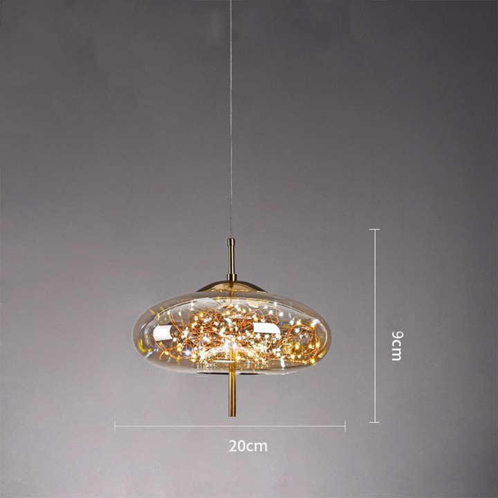 Elegant Scandinavian LED pendant light with sleek glass design; perfect for modern spaces, enhancing ambiance with soft glow.
