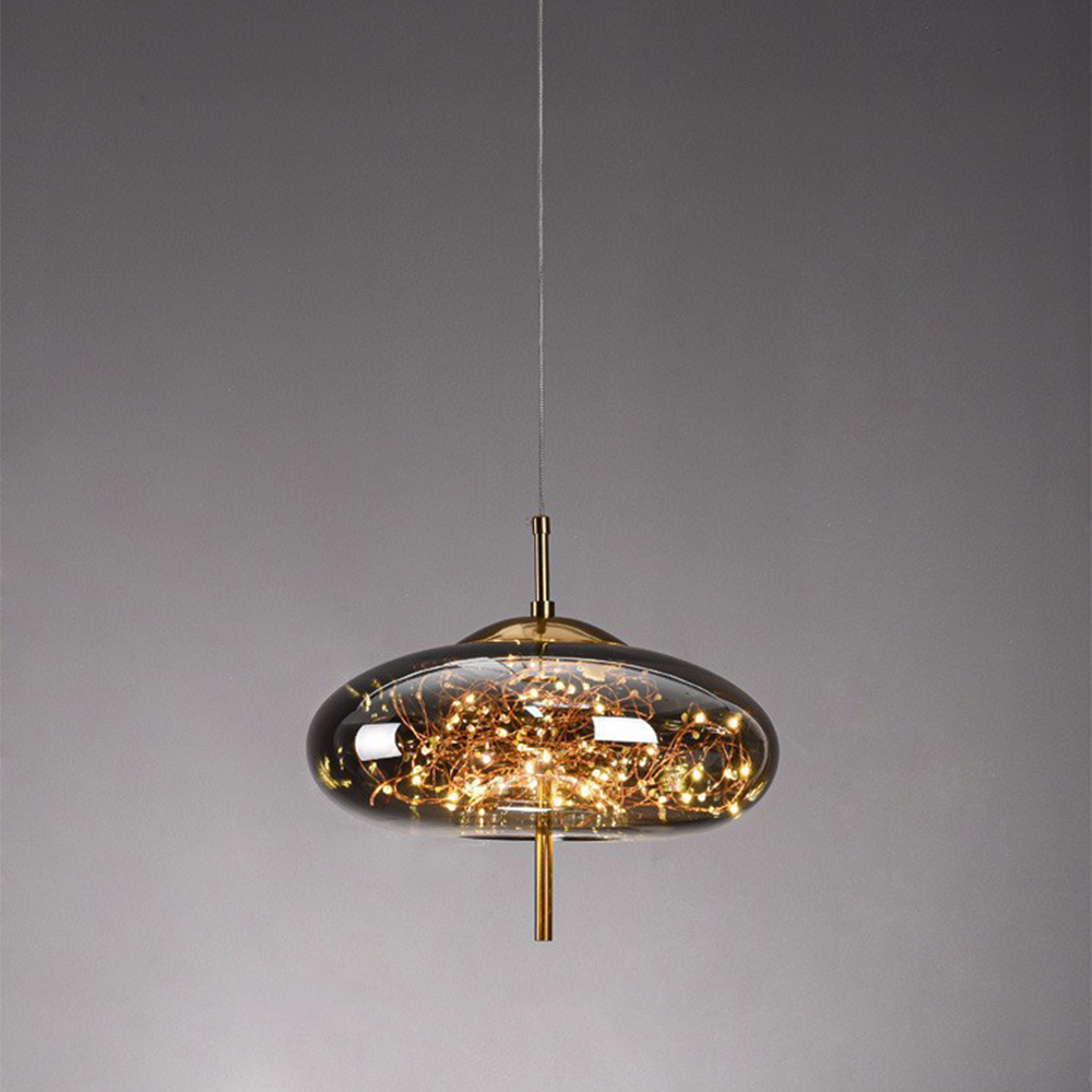 Elegant Scandinavian LED pendant light with sleek glass design; perfect for modern spaces, enhancing ambiance with soft glow.
