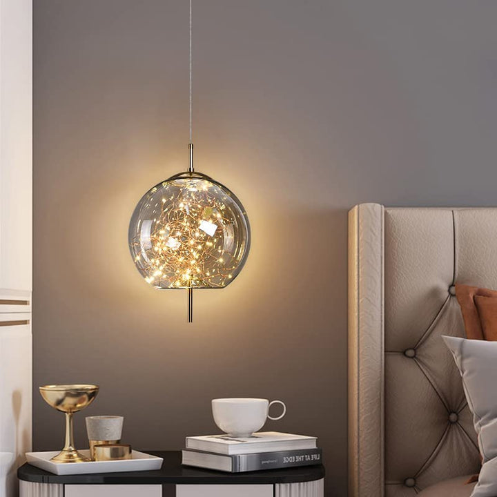 Elegant Scandinavian LED pendant light with sleek glass design; perfect for modern spaces, enhancing ambiance with soft glow.