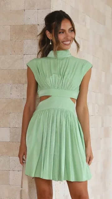 Chic women's short dress with a flattering fit, perfect for summer parties & elegant casual wear.