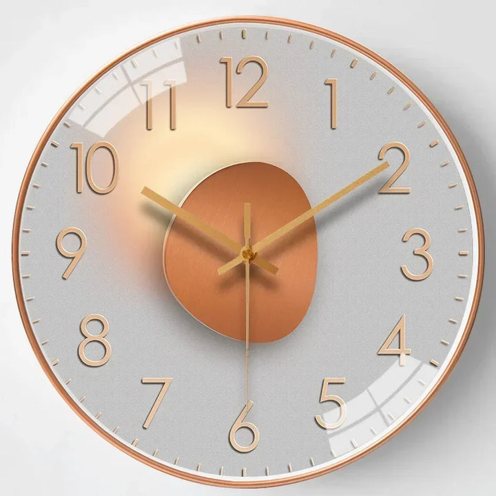 Versatile elegant silent wall clock, classic design suits any modern living room or bedroom.