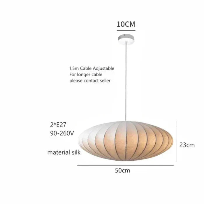 Luxury crystal & silk ceiling light. Elegant pendant lamp enhances living room, dining room, or bedroom decor.