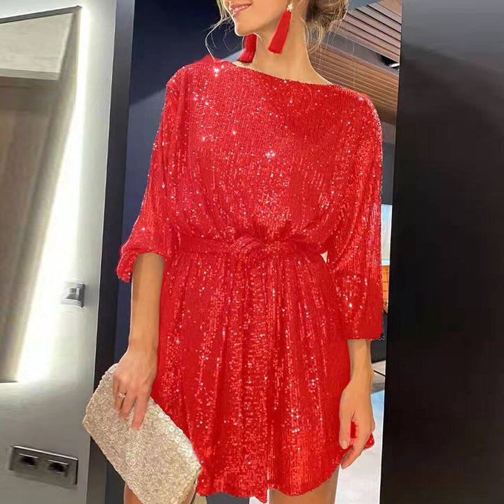 Stylish women's flowy loose fit evening dress. Elegant Clara party dress, perfect for celebrations.