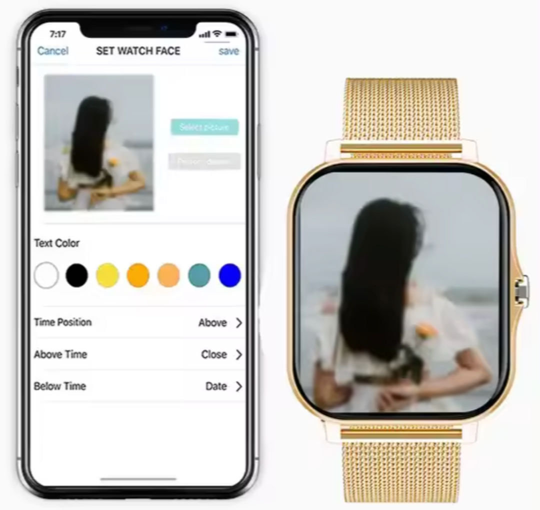 Black women's smart health watch, long battery life, step counter, & sleek modern aesthetic.