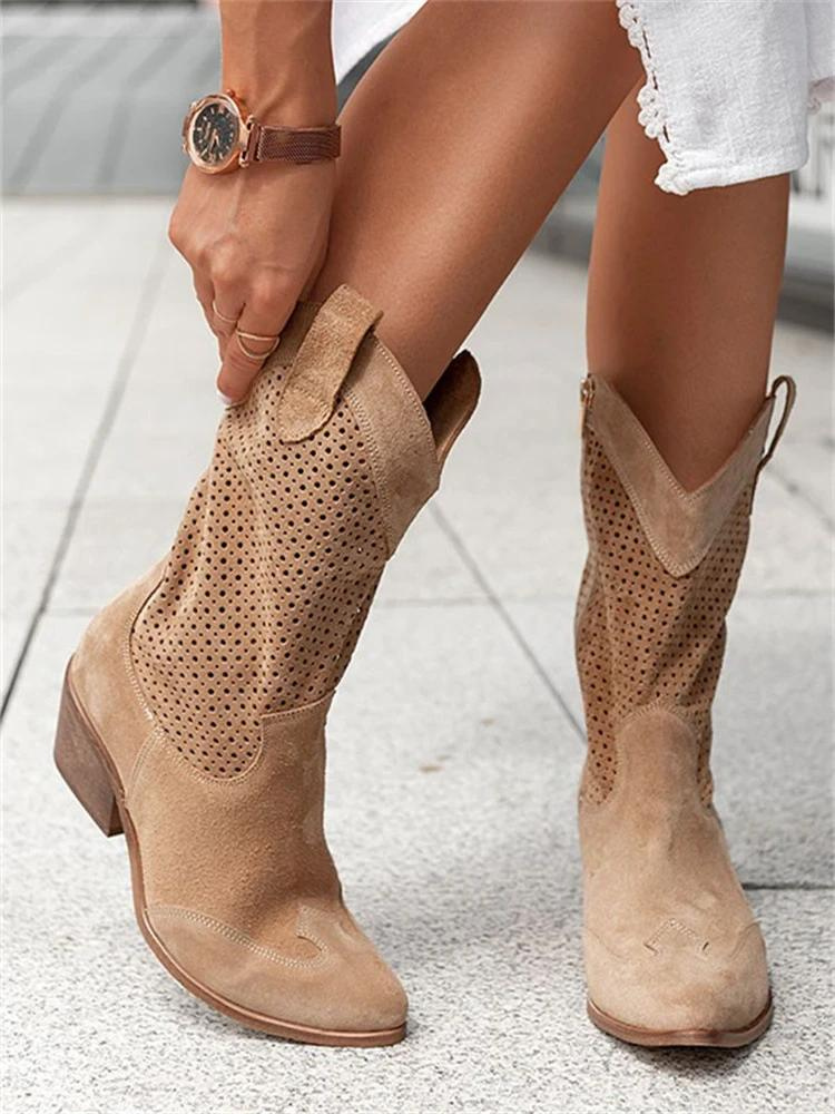 Chic women's heeled cowgirl boots featuring a stylish block heel. Elegant western fashion footwear for modern women.
