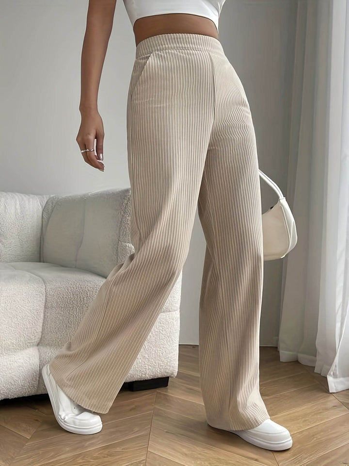 Elegant women's high waist wide leg trousers, perfect for versatile office wear or casual chic spring & summer fashion.