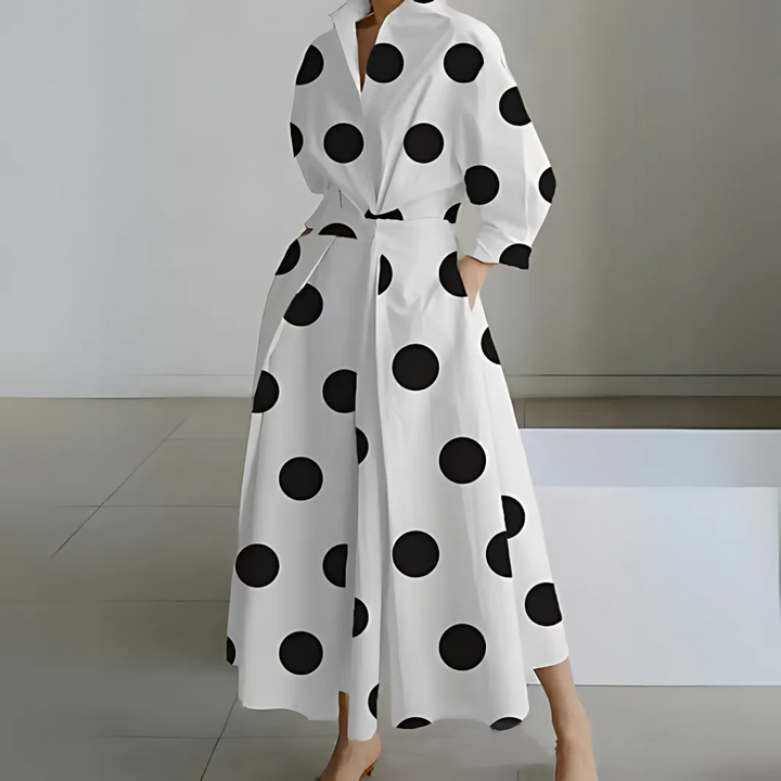 Modest fashion women's maxi dress, elegant lapel wrap design for versatile comfort and style.