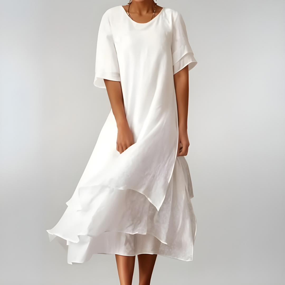 Flowy & comfortable women's lightweight maxi dress, ideal for beachwear, summer style, or vacation outfits.