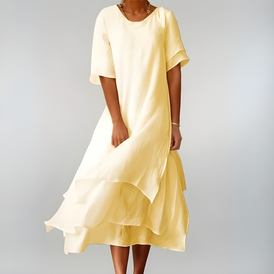 Versatile women's elegant maxi dress, great for casual summer days, beach, or chic vacation fashion.