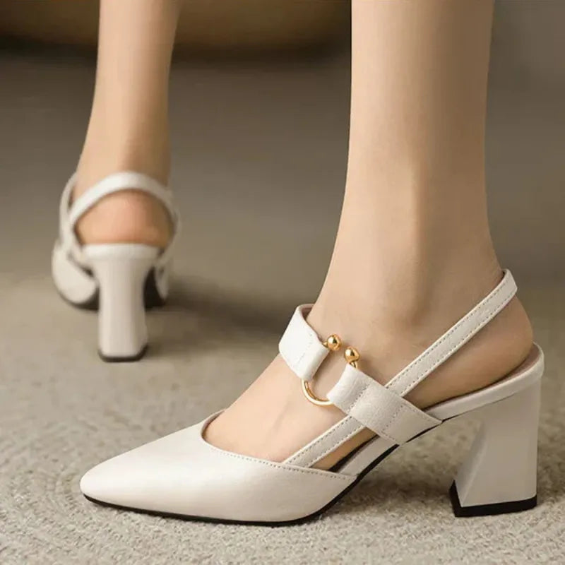 Elegant women's orthopedic comfort heels with wide, shock-absorbing support for daily wear & pain relief.